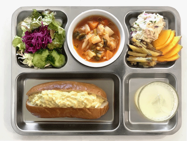 平飼い卵のコッペサンド定食